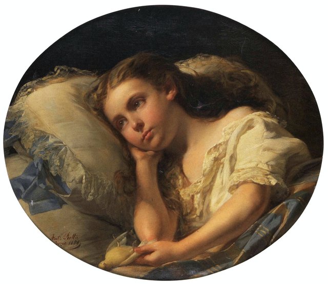 Portrait of a young girl by Antonio Rotta