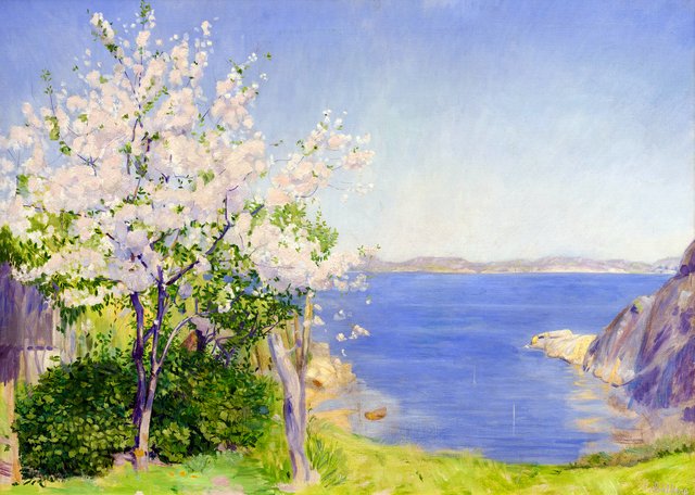 Blomstrende kirsebærtre by Harald Sohlberg