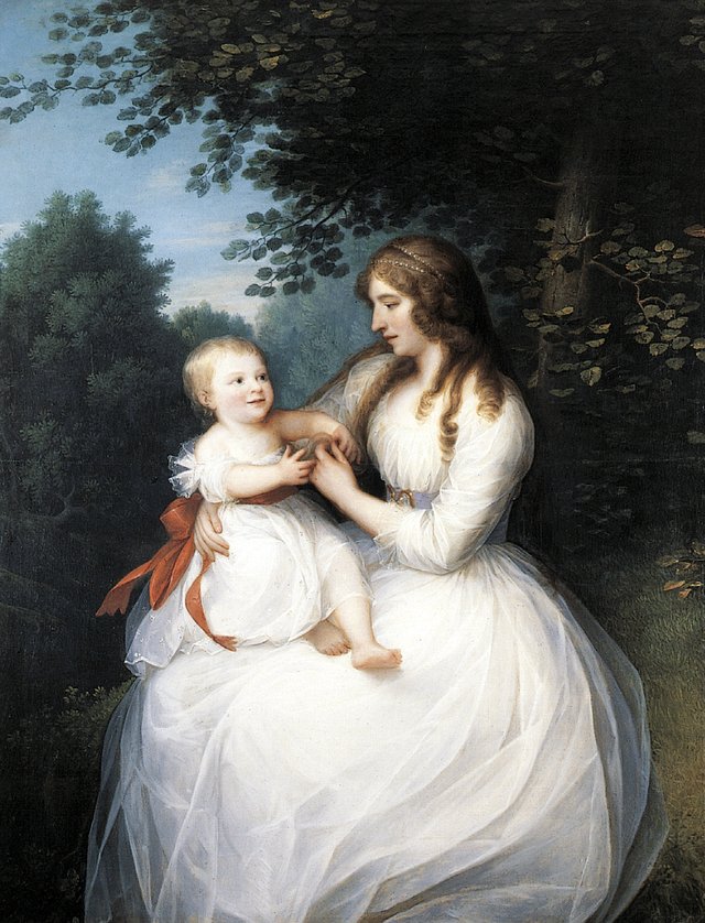 Portrait of Friederike Brun with her daughter Charlotte sitting on her lap by Eric Paulsen