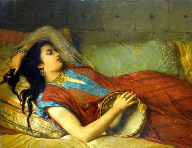 The tambourine player in repose by Jean-François Portaels