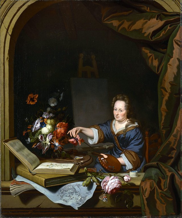 Rachel Ruysch in her studio by Rachel Ruysch
