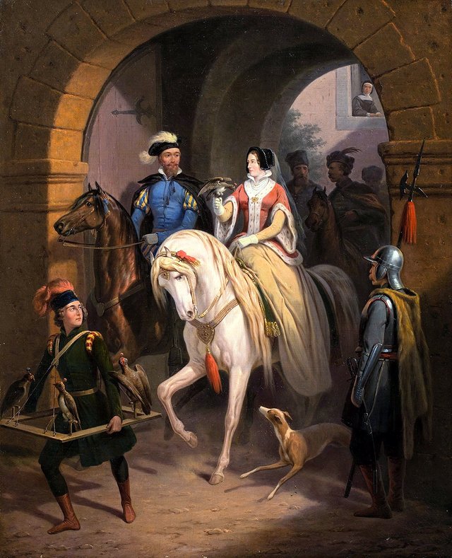 Wyjazd na polowanie z sokołem by January Suchodolski