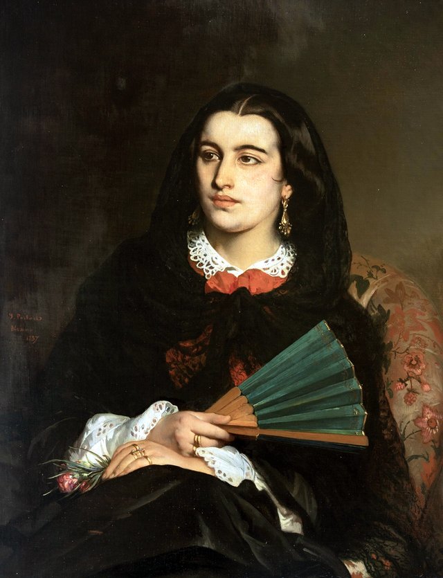 Milanese lady with a fan, 1857 by Jean-François Portaels