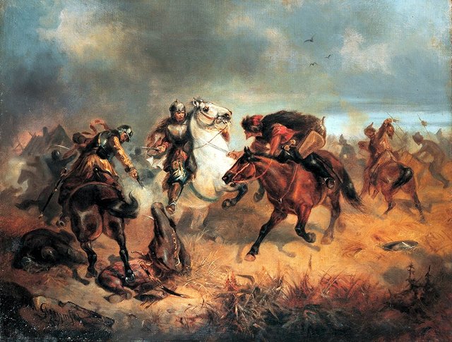 Skirmish with Tatars. by Maksymilian Gierymski