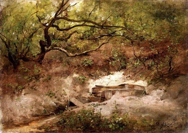 Apple-tree over stream. by Maksymilian Gierymski