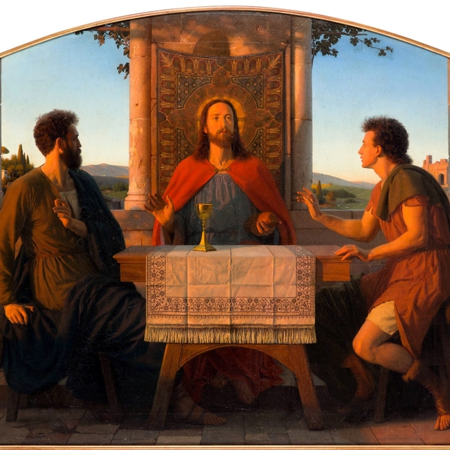 Christ with his desciples in Emaus by Julius Hübner