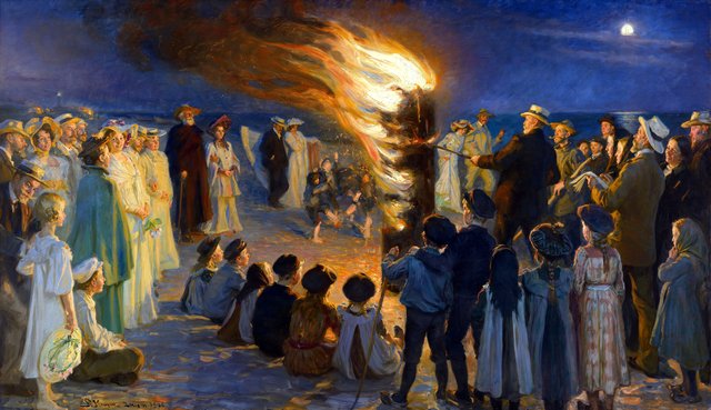 Midsummer Eve Bonfire on Skagen Beach by Peder Severin Krøyer