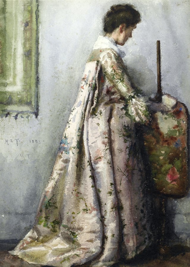The silk gown, Porträt der Maria Tuke Sainsbury by Henry Scott Tuke
