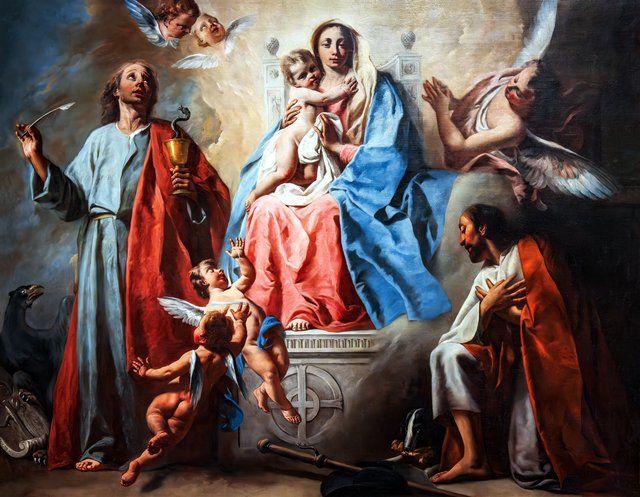 The Madonna and Child with Saints Roch and John the Evangelist by Giuseppe Angeli