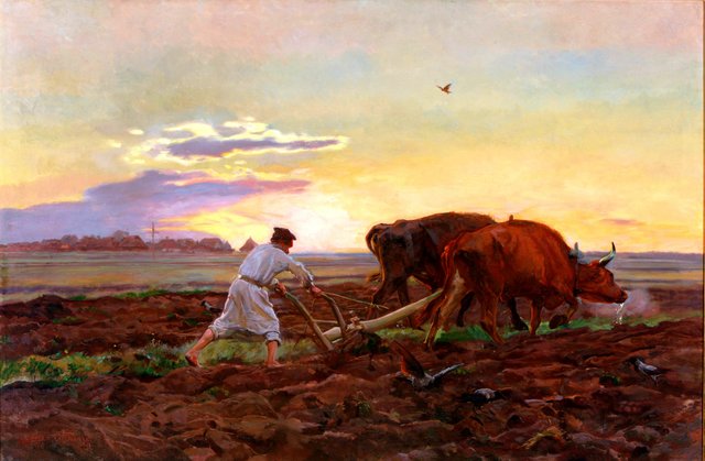 Ploughing by Józef Chełmoński