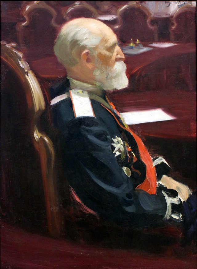 Porträt von General N.P. Petrov. Skizze zu I.E. Repins Gemälde "Große Sitzung des Staatsrats" by Boris Kustodiev