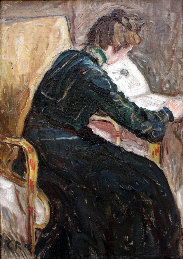 Woman reading in an Armchair by Christian Rohlfs