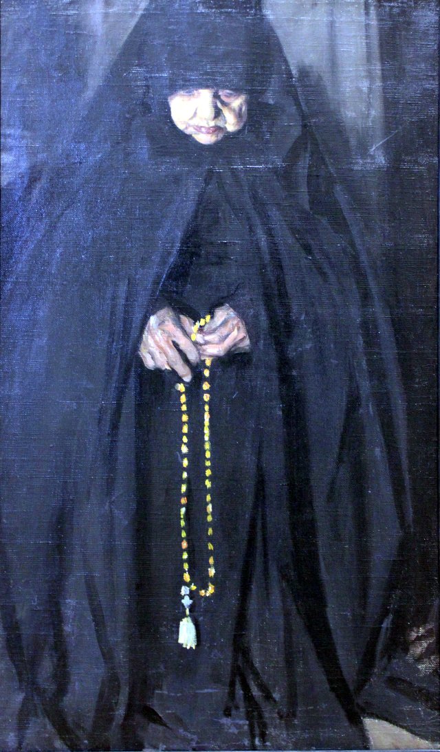 Old nun by Boris Kustodiev