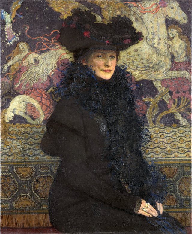 Portret zony na tle Pegaza - MNK II-b by Józef Mehoffer