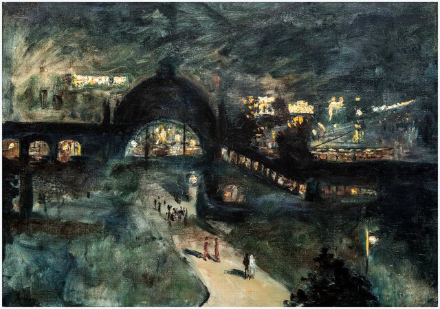Train station Nollendorfplatz at night by Lesser Ury