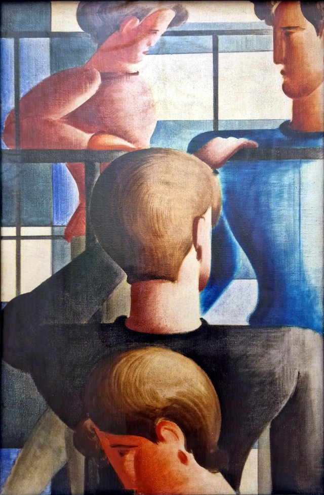 Group at the banisters I by Oskar Schlemmer