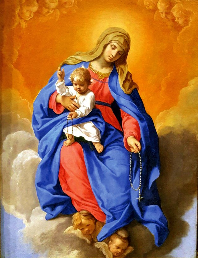 Our Lady of the Rosary with Child by Simone Cantarini