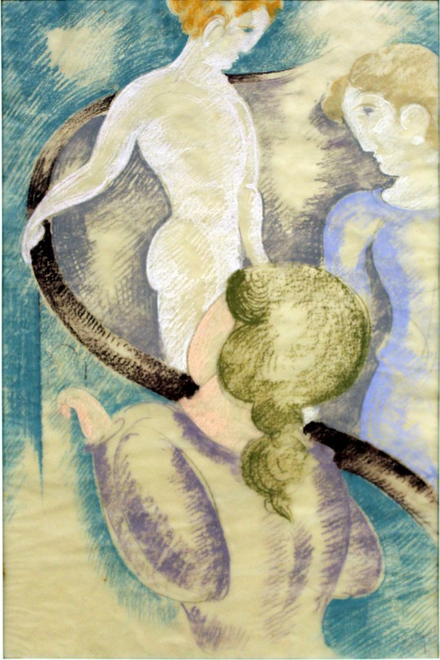 Three Figures at the Balustrade II by Oskar Schlemmer