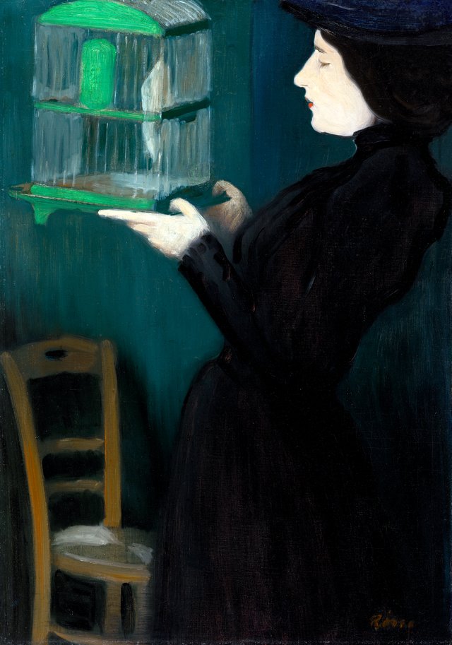 Girl with a Birdcage I. by József Rippl-Rónai