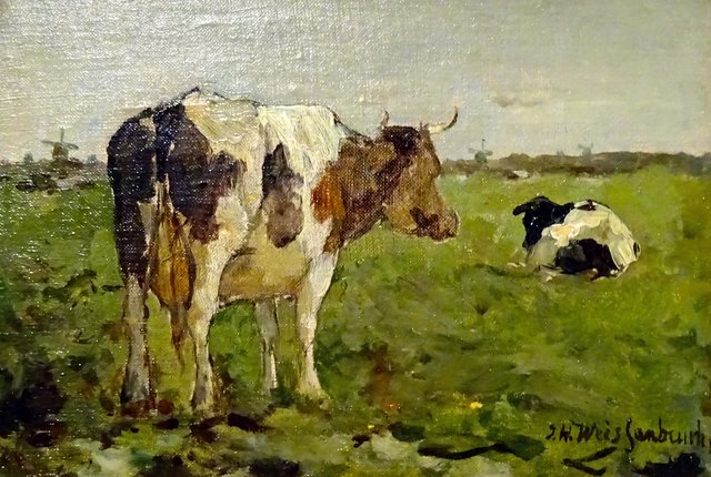 cows in the field by Johan Hendrik Weissenbruch