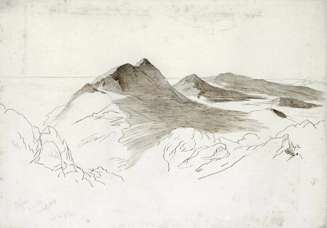 Mountainous coastline, Corfu by Edward Lear