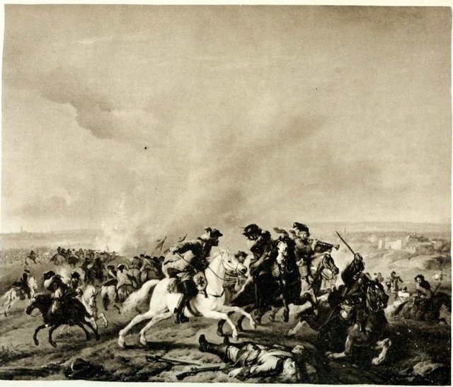 Cavalry engagement outside a fortified town by Jan van Huchtenburgh
