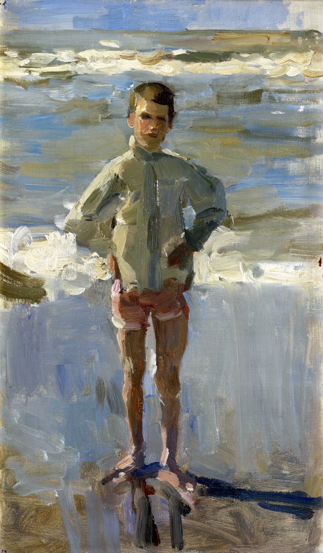 Young boy on a beach by Isaac Israëls