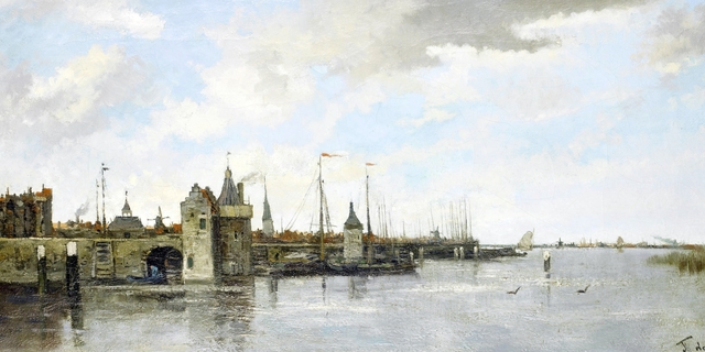 View of Kampen harbour by Théophile de Bock