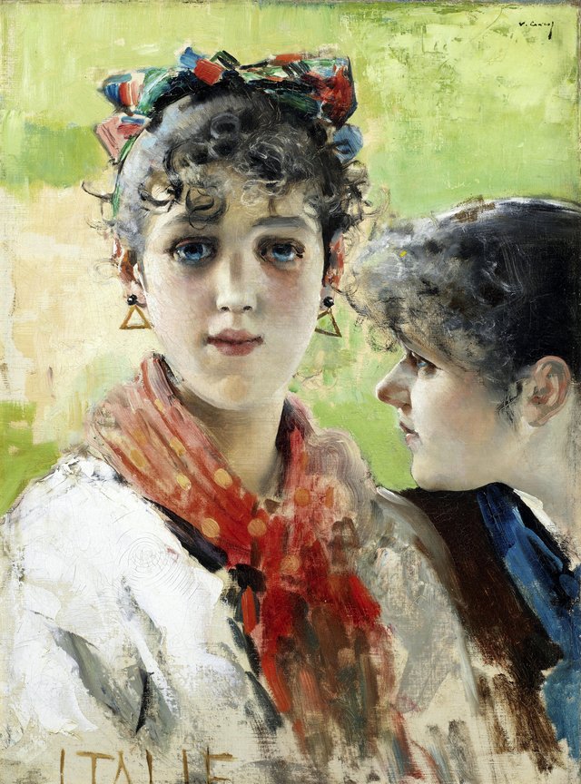 Two young girls by Vittorio Matteo Corcos