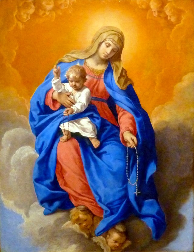 Madonna of the Rosary by Simone Cantarini