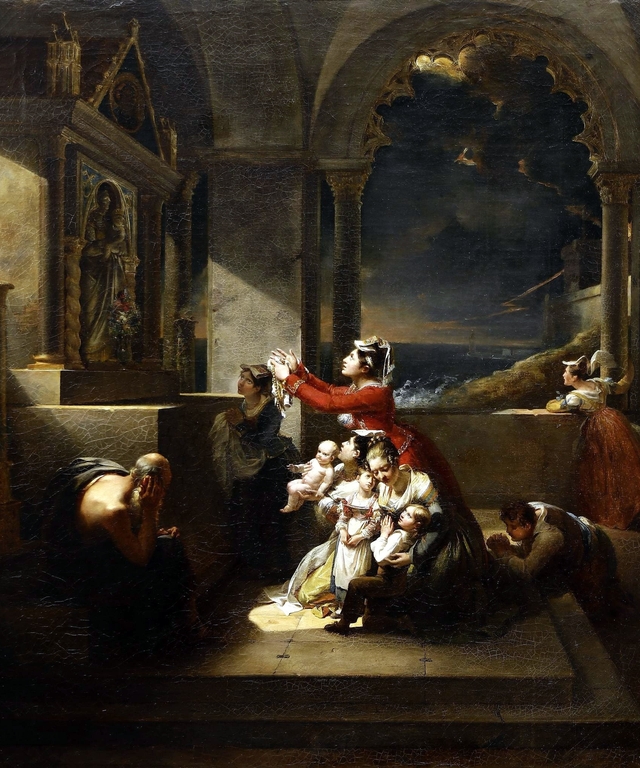 Vœu à la Madone pendant un orage by Hortense Haudebourt-Lescot
