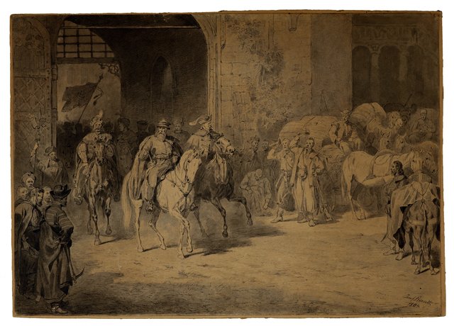 Leaving the castle by Józef Brandt