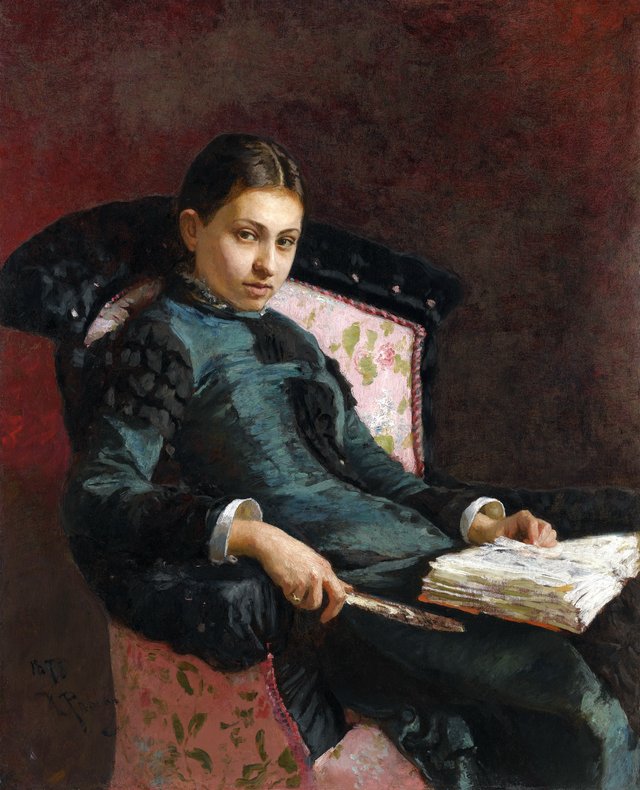 Portrait of the artist's wife, Vera Repin" by Ilya Repin