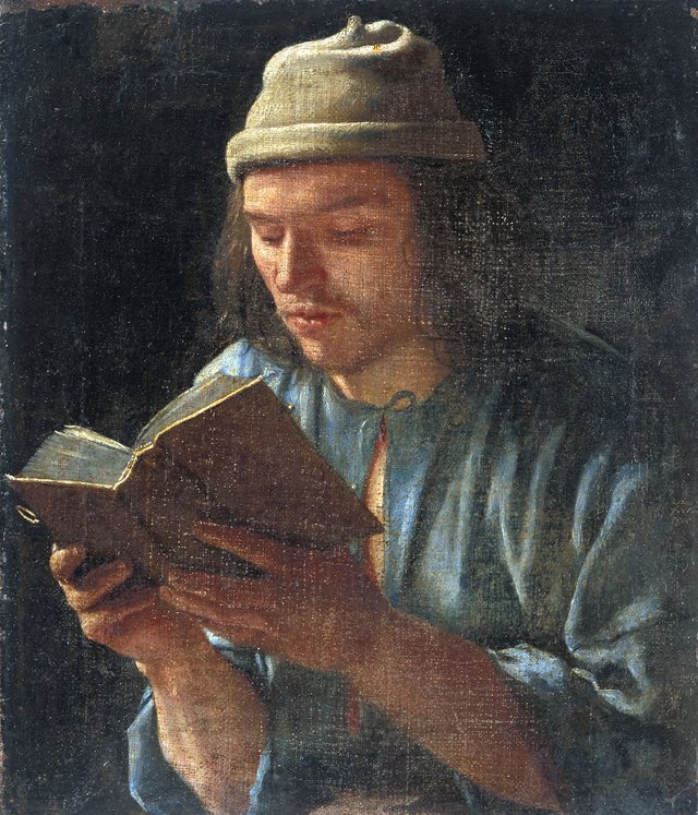 Self portrait reading by Michiel Sweerts