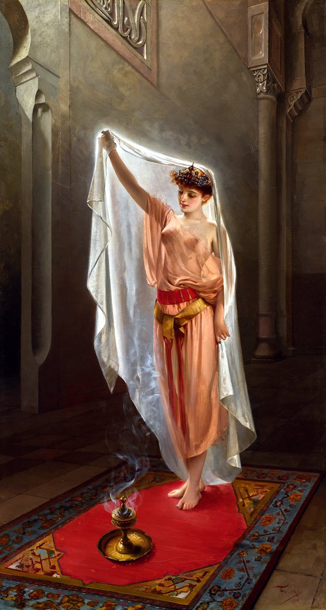 An oriental beauty by Luis Ricardo Falero