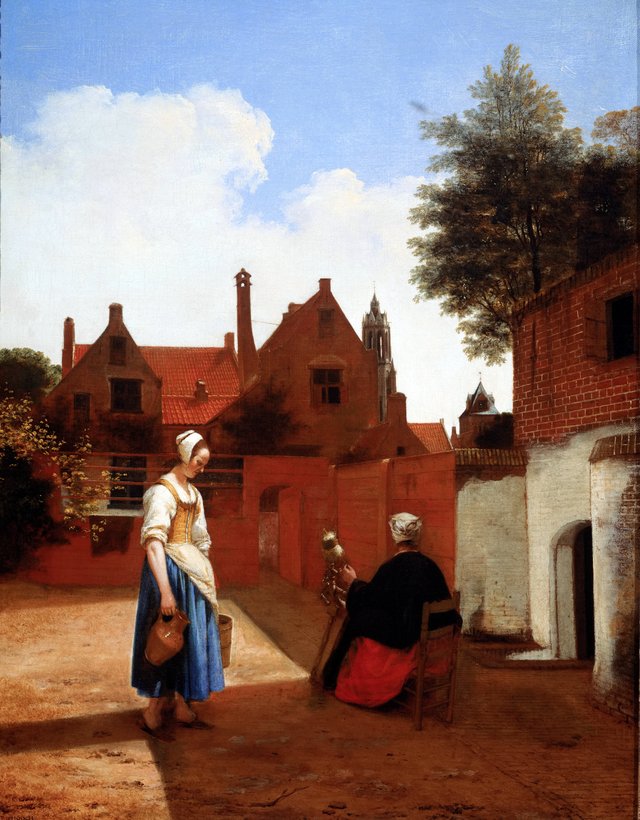 A Courtyard in Delft: a Woman spinning by Pieter de Hooch