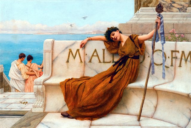 A priestess of Bacchus by John William Godward
