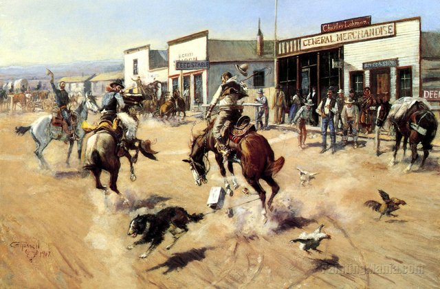 A Quiet Day In Utica by Charles Marion Russell