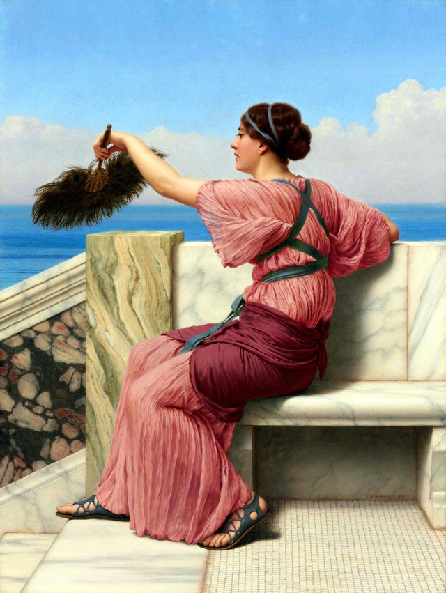 A signal by John William Godward