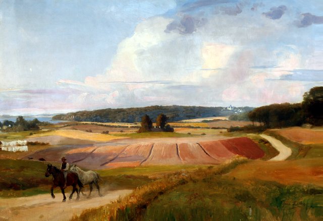The horses are driven home. Near Fredensborg. by Otto Bache