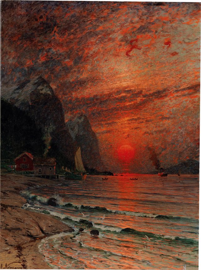 Sunset over the Fjord by Adelsteen Normann