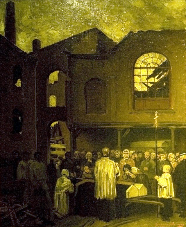 Funeral in a Coal Mine - Blessing of the Coffins by Constantin Meunier