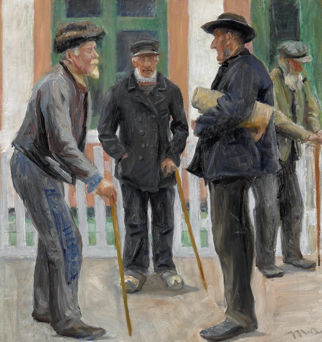 Old men outside a house. Study. by Michael Ancher