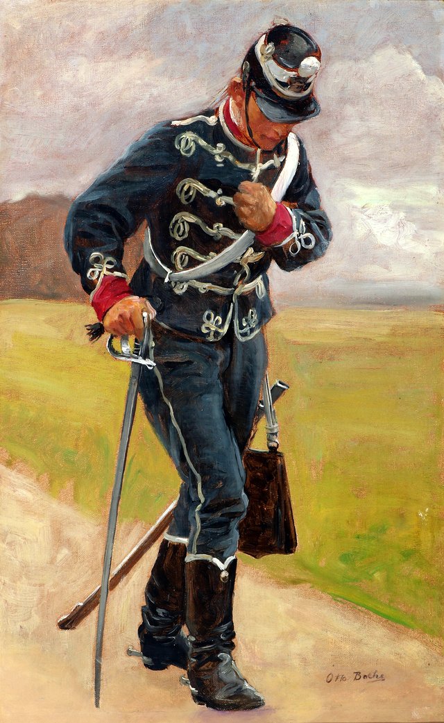 A wounded hussar. Study. by Otto Bache