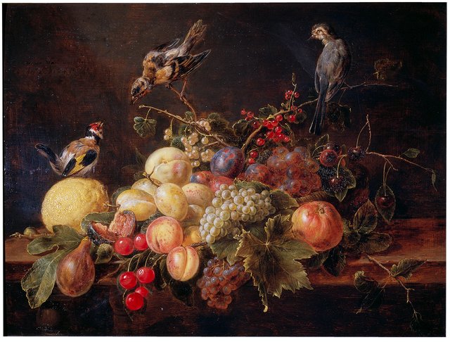 Still Life with Fruit and Birds by Adriaen van Utrecht