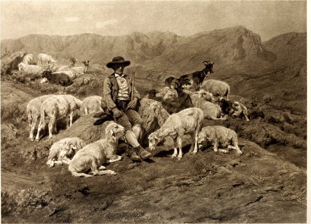 A Pyrenean Shepherd and his Flock by Rosa Bonheur