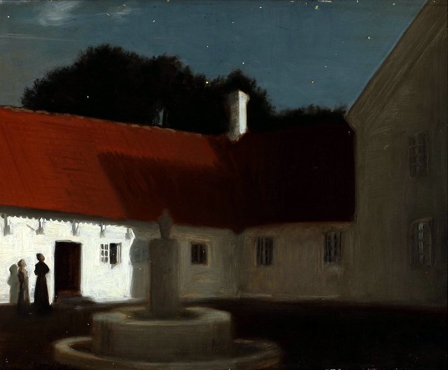 Agnes Slott-Møller, Herregården Bangsbo i måneskin by Agnes Slott-Møller