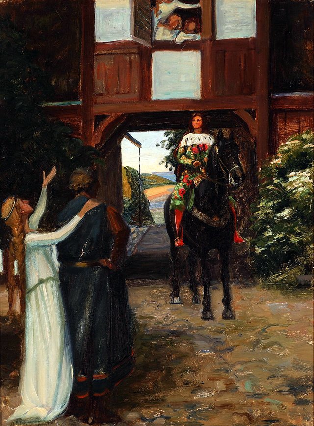 Agnes Slott-Møller, “Gunderunds bejlen”. by Agnes Slott-Møller