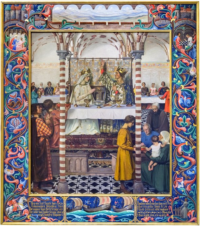 The wedding between Dagmar of Bohemia and Valdemar II of Denmark by Agnes Slott-Møller