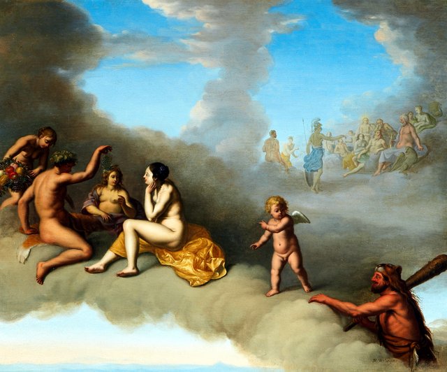 An assembly of the Gods with the Apotheosis of Hercules by Daniel Vertangen